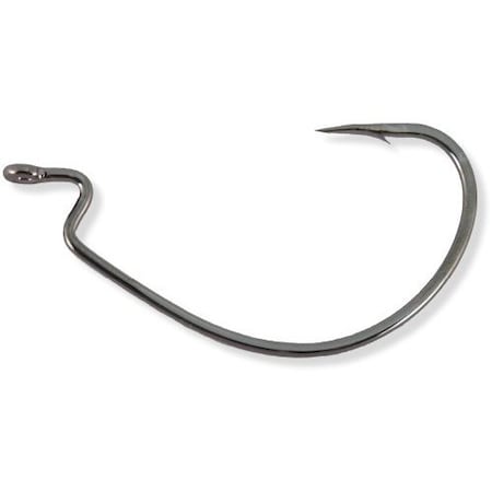 Owner Wide Gap Plus Bass Hook With Cutting Point, Size 10 Elevated, Forged Shank, Z Bend, Black Chrome, 6 5139-111